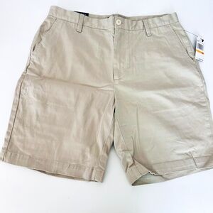 NEW Nautical Stetch Flat Front Tan Khaki Deck Shorts Men's Size 33 9" Inseam